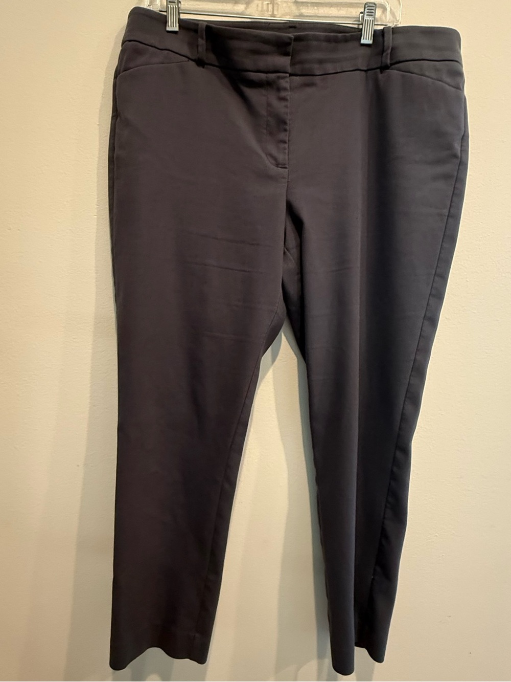 LOFT Womens Julie Slacks Dress Cropped Pants Sz 14 Navy Blue Work Office